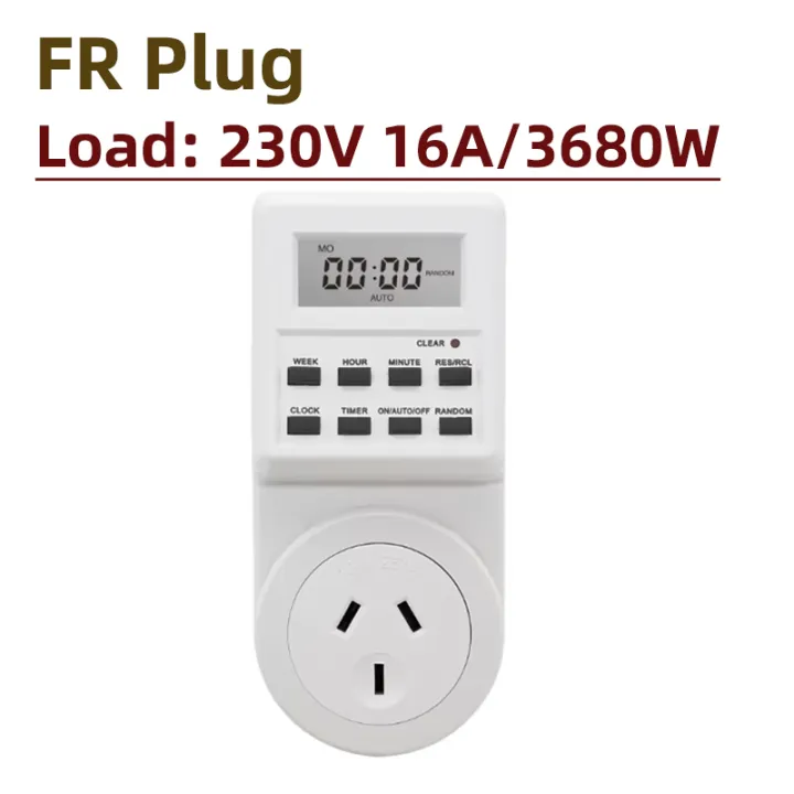 Timer Based Sockets Electronic Digital Timer Switch Socket EU/UK/US/AU/FR Plug 24 Hour ...