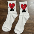 Street Bad Bunny Adult Knitting Socks Anime Cosplay Red Heart Cotton Cartoon Personality Socks Trend Stockings Gift.
