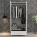 2 Doors Wardrobe Cabinet with one Drawer Large Armoire Cabinet Clothing Storage Organizer for Bedroom. Home Decor. 