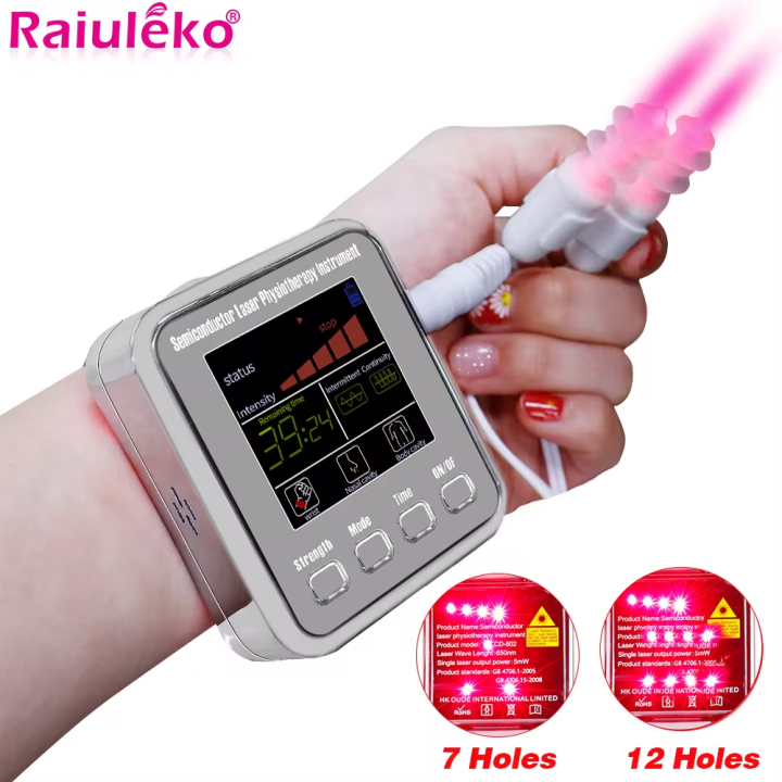 650nm Laser 12 Holes Physiotherapy LLLT Diode Sinusitis Wrist Watch Diabetes Rhinitis Hypertension Treatment High Blood Pressure