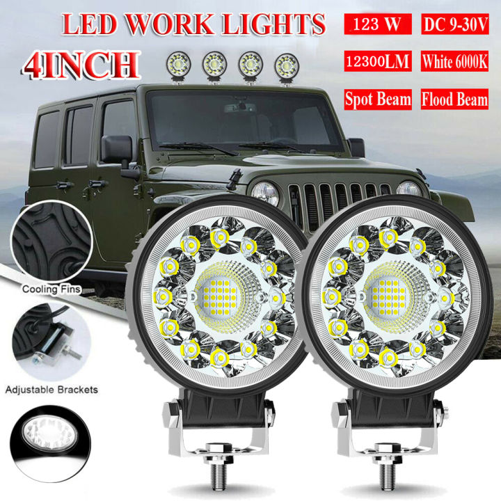 YIGEDENG-4inch 123W LED Bar Offroad 4X4 Spotlight 12V 24V Work Light ...