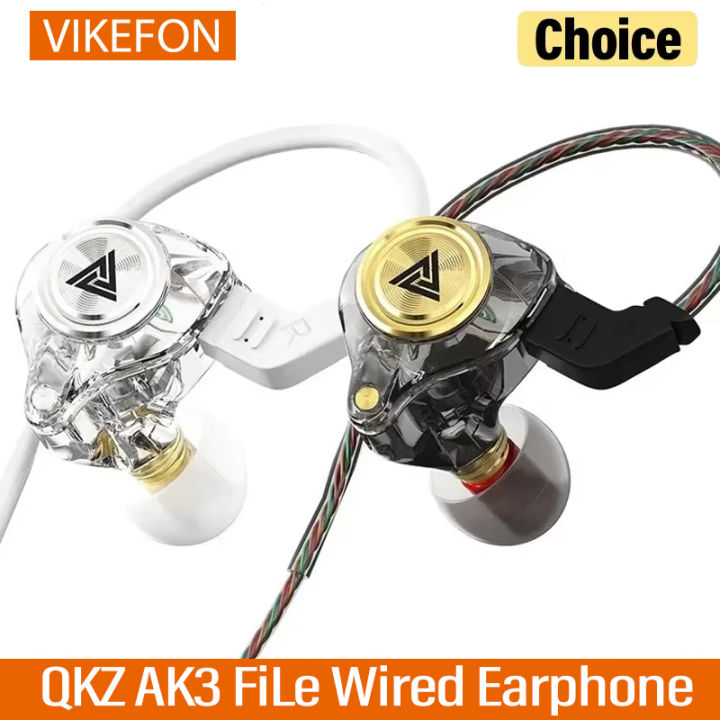 QKZ AK3 FiLe Wired Earphone with Microphone HiFi Music Monitor Bass Headphones Noise Cancelling Headset For Sport Gaming Earbuds