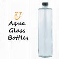 Aqua glass water bottle. 
