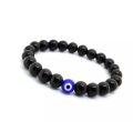 Blue Bracelet with Crystal Black Beeds for Men, Women, Girl, Boys and Kids Adjustable for Evil Eye Protection. 