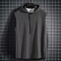 2024 Summer New Men's Fashion Sportswear Gym Fitness Jogging Hooded Sleeveless T-shirt Loose Large Comfortable Top. 