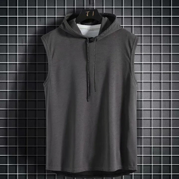 2024%20Summer%20New%20Men's%20Fashion%20Sportswear%20Gym%20Fitness%20Jogging%20Hooded%20Sleeveless%20T-shirt%20Loose%20Large%20Comfortable%20Top%20-%20Image%207