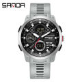 SANDA Sports Men's Electronic Watch Fashion Multi functional Waterproof LED Dual Display Men's Electronic Watch 3379. 