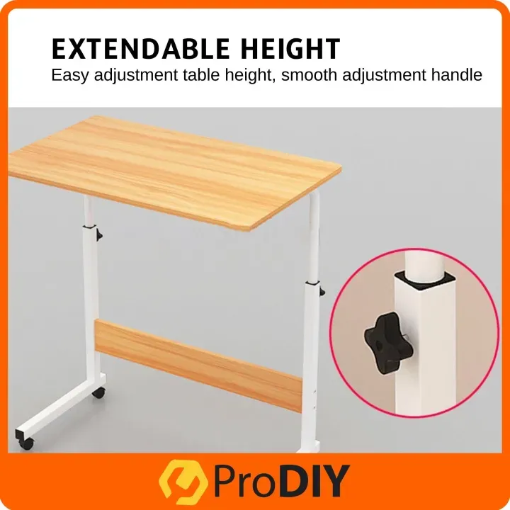 Laptop Table Flexible Adjustable Desk height with 4 wheels for easy portability, Material Wooden, Indoor