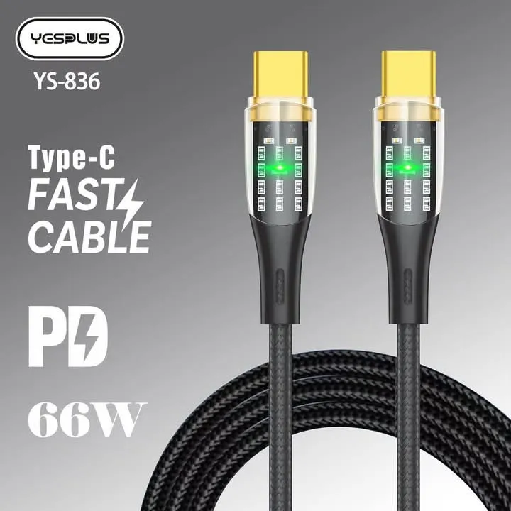 Yesplus%2066w%20Type-c%20To%20Type-c%20100CM%20Transparent%20YS-836%20Fast%20Cable%20-%20Image%202