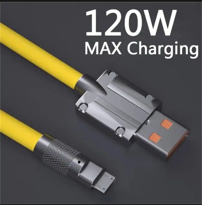 Universal 120W Liquid Silicon Fast Charging Data Cables Micro USB/Type C 6mm Thickness For Samsung Redmi Oppo Realme Oneplus