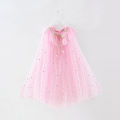 Little Girls Sequins Tulle Cape Children Princess Party Dress Up Cloaks Summer Thin Blue Pink White Halloween Birthday Costumes. 