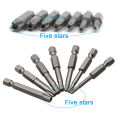 7pc Hexagonal Handle Five Star Hollow Screwdriver Head with Hole S2 Magnetic Screwdriver Head T10-T40 Tool Set. 