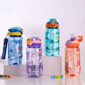 600ml Dinosaur Water Bottle For Kids Water Sippy Cup With Silicone Straw Leakproof Plastic Water Bottles Summer Kids Water Cup. 