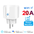 Tuya Zigbee Smart EU Socket 20A WiFi Plug Power Monitoring Smart Home Voice Control Compatible with  Assistant And Alexa. 