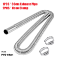 Stainless Steel 24mm Flexible Diesel Heater Exhaust Pipe with Clamps, 2PCS Aquecedor 12V Para Carro Deisel Heater.