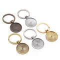 5pcs/lot Keychain With Pendant Bezel Blank Fit 25mm Cameo Glass Cabochon Base Setting DIY Keychain Key ring Supplies For Jewelry. 
