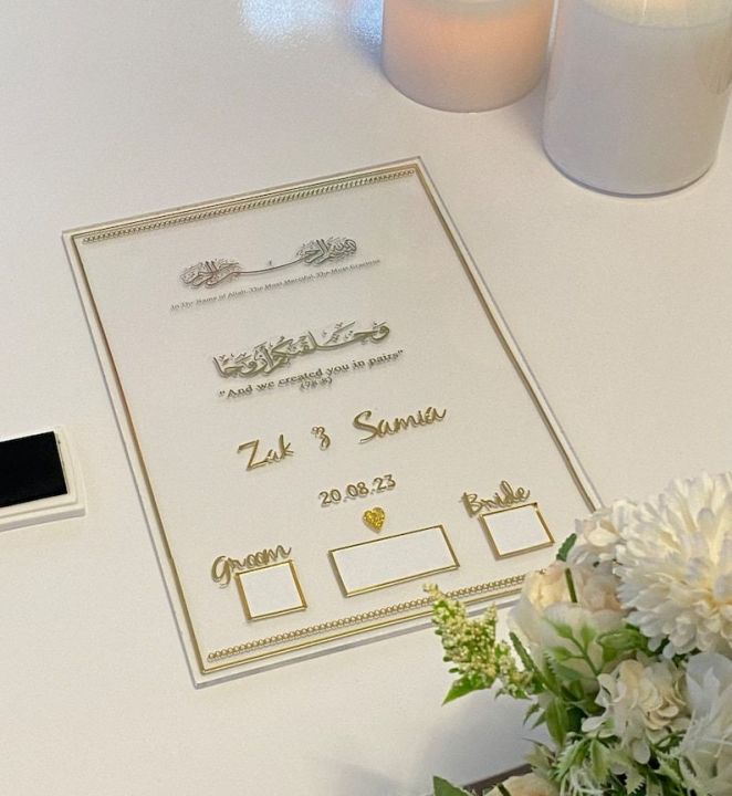 Personalised Nikah Acrylic Board, Fingerprint Contract, Wedding Fun