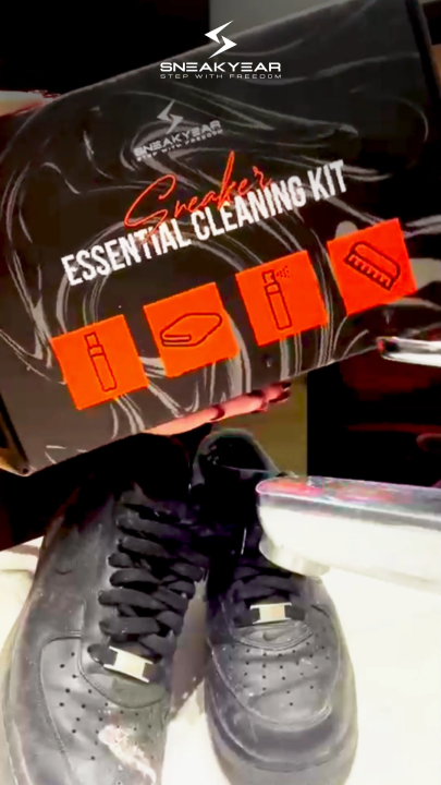 SNEAKYEAR - Essential Cleaning Kit Includes (Sneaker Cleaner, Instant Shiner, Microfiber Cloth, and Soft Bristles Small Shoe Brush) for Suede, Nubuck, AJ, & Nike , Shoes clean, Shoes shine , instant cleaning kit.