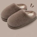 Winter Women's Faux Fur Warm Slippers-Plush Toe-Cover Slip-Resistant Cotton House Shoes,Soft Cozy Indoor Slides with Thick Sole. 