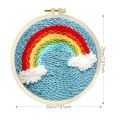 Embroidery Diy Punch Needle Starter Kits For Beginner Adults Handicrafts Yarn Painting For Home Decors Rainbow. 