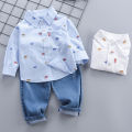 Baby Boys Clothing Set Spring Autumn New Full Print Cartoon Car Long Sleeve Shirt+Jeans 2Pcs For 1-4 Years Kids Casual Outfit. 