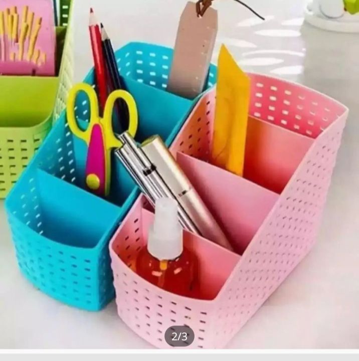 4 Grids Multicolor Desktop Pen and Toothbrush Storage Organizers Box Case - (1pcs)