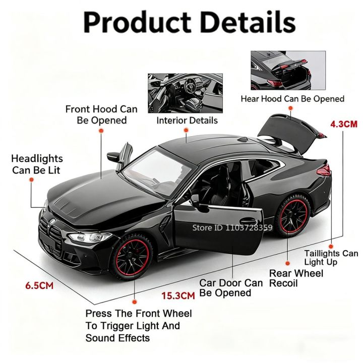 1:32%20M4%20320I%20Simulation%20Car%20Model%20Toys%20Metal%20Diecast%20Doors%20Opened%20Sound%20Light%20Pull%20Back%20%20Tires%20Ornament%20Vehicles%20for%20Kids%20-%20Image%202