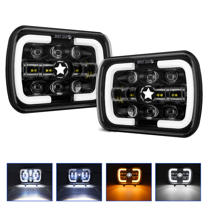 7x6''%205X7%20Inch%20LED%20Headlight%20Square%20Hi-Lo%20Beam%20Halo%20For%20Jeep%20Cherokee%20XJ%20Wrangler%20YJ%20Off-road%20Truck%20Motorcycle%20LED%20Headlight%20-%20Image%204