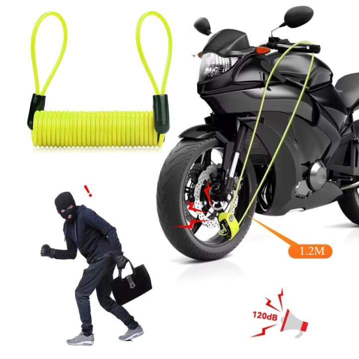 1.2M Disc Lock Reminder Cable Lock Anti-Theft Rope Alarm Disc Lock Spring Cable Security Reminder for Motorcycle