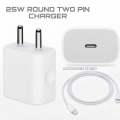 I-phone Charger 20W/25W/35W Folding Pin & Option 25W Round 2Pin Power Adapter With USB-C To Lightning Cable For I-phone X To 14 Pro Max. 