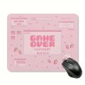 1pc Pink Game Over Design  Mouse Pad, Non-Slip Base, Comfort Woven Fabric Surface, Desk Mat. 