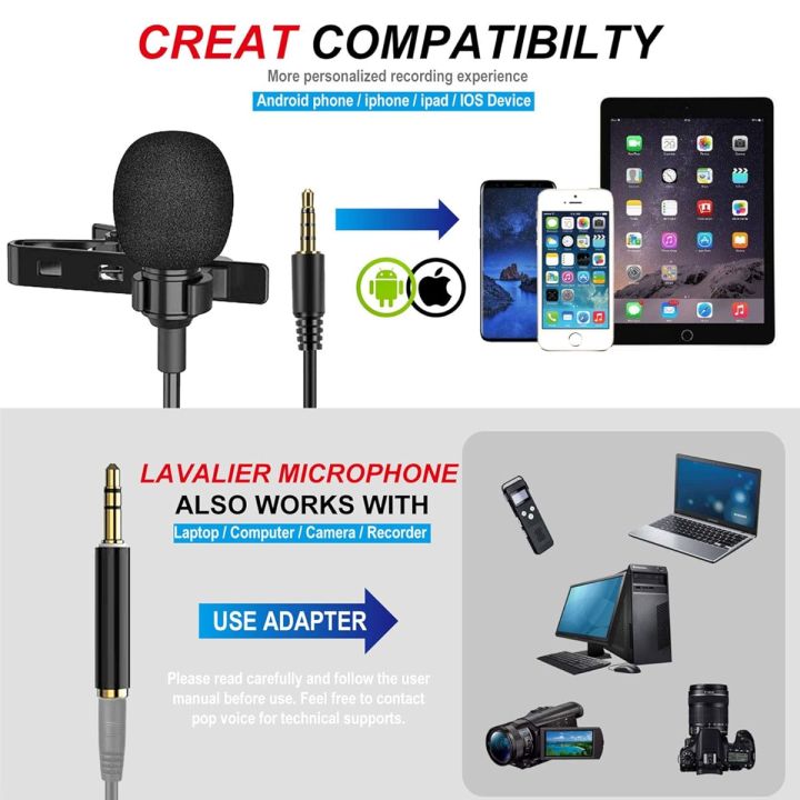 Pro Lavalier Microphone Set – Clip-On Mic for iPhone, Android, DSLR, PC | Noise Reduction + Adapter:
Capture crystal-clear audio with this professional lavalier microphone set. Compatible with iPhone, Android,