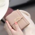 Purse women's new Japanese and South Korea small fresh PU simple fashion ladies short wallet multi-card niche teenage female stu. 