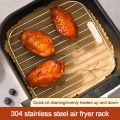 Round Square Cooking Rack With Foot Thicken Air Fryer Rack 304 Stainless Steel BBQ Net Home Kitchen Oven Steamer Cooker.
