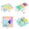 Hot Kids Montessori Wooden Toys Macaron Blocks Learning Toy Baby Music Rattles Graphic Colorful Wooden Blocks Educational Toy. 