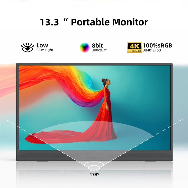 ZSUS%203840*2160%2013-inch%204K%20Portable%20Monitor%2060HZ%20For%20Laptop%20XBox%20PS4%20/%205%20Switch%20TV%20Box%20Cell%20Phone%20PC%20Extension%20Mobile%20-%20Image%203