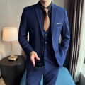 Men's High-Quality 3-Piece Business Casual Wedding Suit Vest Trousers Set Handsome Fashion Banquet Clothing S-6XL.