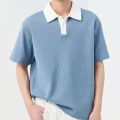 Becoolman - Men's Polo Shirt, Loose Version, Waffle Fabric, Casual T-Shirt, Fashion Color Matching, Vintage Trend, Simple and Easy to Match.. 