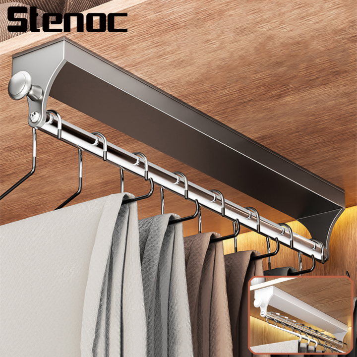 Pull Push Adjustable Top Mounting Closet Interior Telescopic Hanging ...