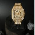 cartier iced out diamond wrist watch. 