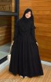 Plain Viscose Black Long Frill Abaya. 