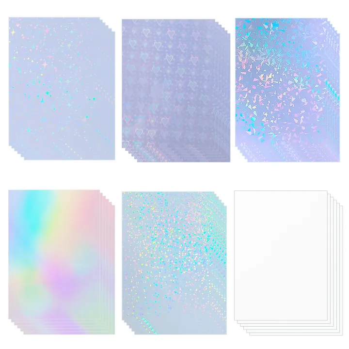10sheets Sparkle Holographic Laminate, A4 Self-Adhesive Laminating Sheets Vinyl For Cricut, Stickers, Trading Cards, Photos, Scr