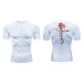 Blossom Print Short Sleeve Compression Shirts for Men Summer Athletic Quick Dry T-shirts Gym Workout Running Tees Sporty Tops.