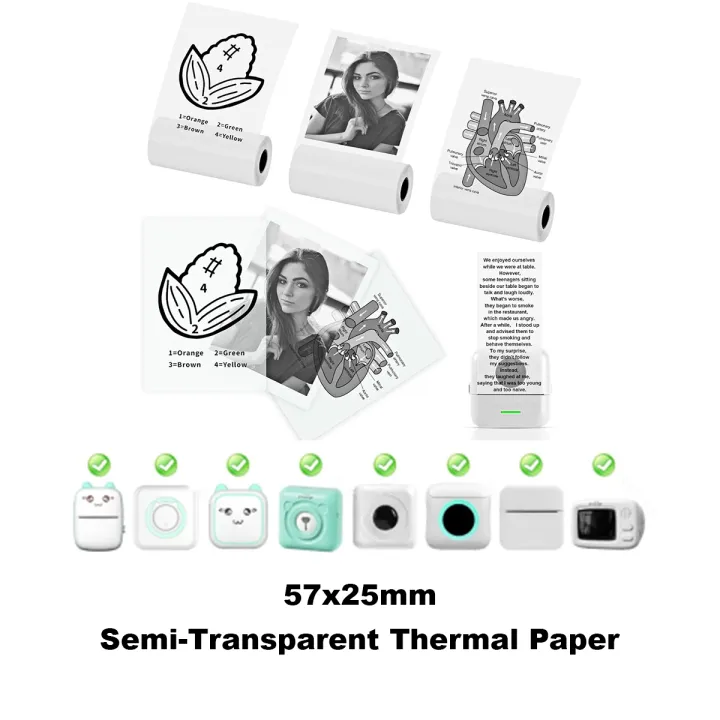 Mini Printer Paper,Self-adhesive Transparent Paper 5.7 x 2.5cm,Thermal ...