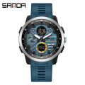 SANDA 3379 New Men's Electronic Watch Military Sports Multifunctional Waterproof Night Light LED Dual Display Men's Watch. 