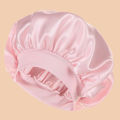 1pc Women's Solid Color Satin Wide-Brimmed Shower Cap, Suitable For Daily Use Silk Bonnet Satin Bonnet.