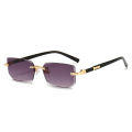 Rimless Rectangle Sunglasses For Men and Women Fashion Small Square Travel Eyewear. 