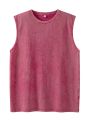 2025 Summer New Men's Washed Cotton Tank Tops Muscle Gym Sleeveless Workout T Shirts Running Beach Loose Cutoff Tees.