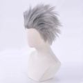 Vergil Cosplay Wig Short Silver Grey Slicked-back Hair Heat Resistant Synthetic Hair Wigs.