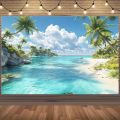 2D background banner Tropical beach sea view - No power required - Party background: Tropical beach scenery. 